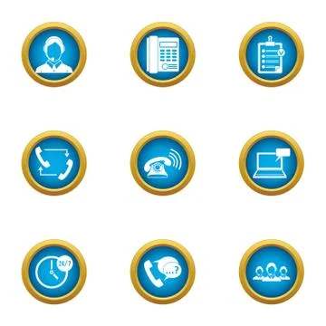 Render assistance icons set, flat style Illustrazione stock