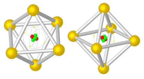 Render: atom caught in metalic cristal Stock Illustration