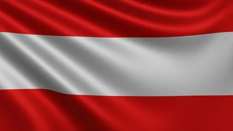 Render of the Austria flag flutters in the wind close-up, the national flag of Stock Illustration