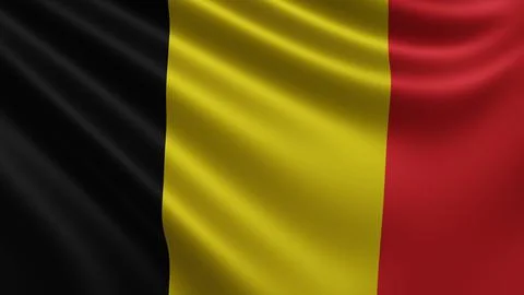 Render of the Belgium flag flutters in the wind close-up, the national flag of Stock Photos
