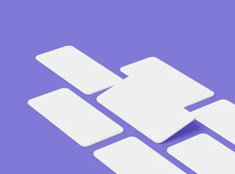 Render of a blank separated mobile phone screens for ui ux app presentation Stock Illustration