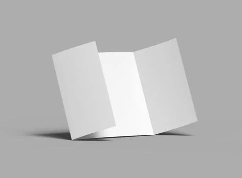 Render of a blank Square Gate Fold brochure on a light background Stock Illustration