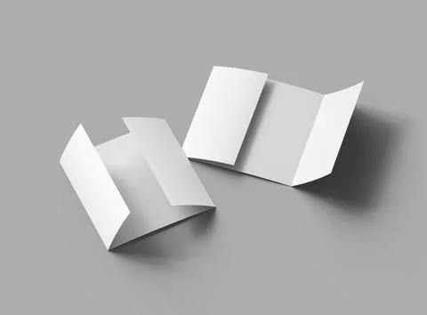 Render of a blank Square Gate Fold brochure on a light background Stock Illustration
