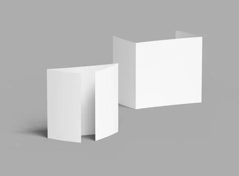 Render of a blank Square Gate Fold brochure on a light background Stock Illustration