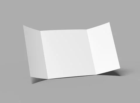 Render of a blank Square Gate Fold brochure on a light background Stock Illustration