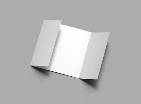 Render of a blank Square Gate Fold brochure on a light background Stock Illustration