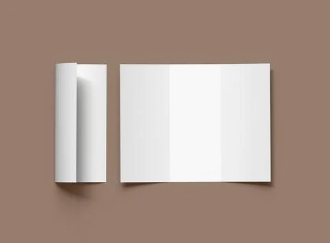 Render of a blank Tri-fold letter size brochure to present your design Stock Illustration