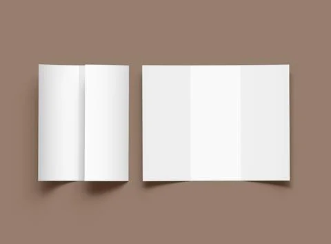 Render of a blank Tri-fold letter size brochure to present your design Stock Illustration