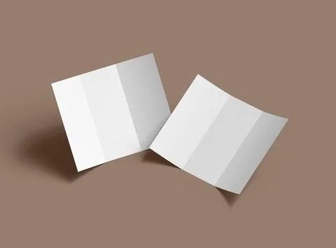 Render of a blank Tri-fold letter size brochure to present your design Stock Illustration