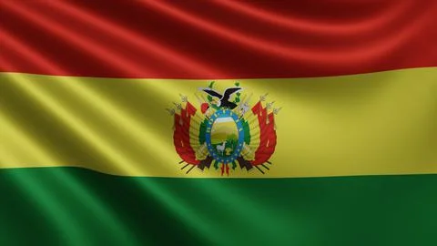Render of the Bolivia flag flutters in the wind close-up, the national flag of Stock Illustration