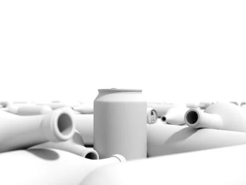 Render of bottles and cans in a dump Stock Illustration