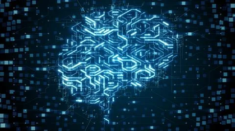 Render of a brain circuit board of an ai, artificial intelligence machine  Stock Illustration