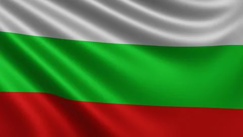 Render of the Bulgaria flag flutters in the wind close-up, the national flag of Stock Illustration