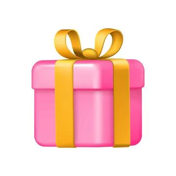 Render cartoon gift. Holiday decorative element. Christmas or birthday presen Stock Illustration
