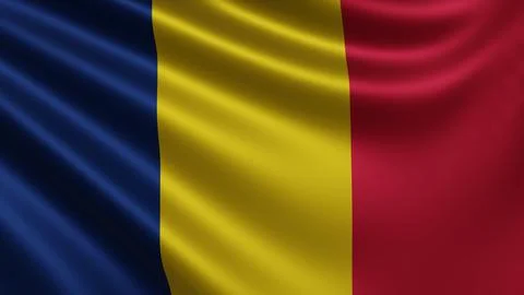 Render of the Chad flag flutters in the wind close-up, the national flag of Chad Stock Illustration