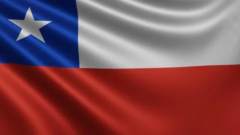 Render of the Chile flag flutters in the wind close-up, the national flag of Stock Illustration