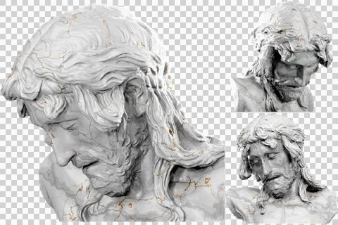 Render of Christ on the Crucifix with dramatic lighting. Stock Illustration