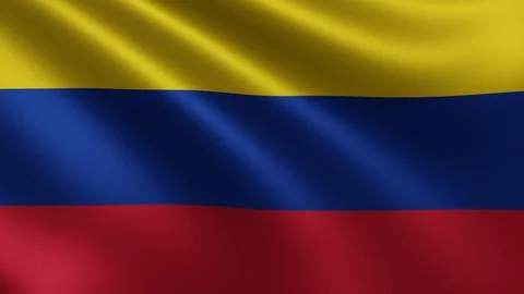 Render of the Colombia flag flutters in the wind close-up, the national flag of Illustrazione stock
