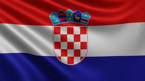 Render of the Croatia flag flutters in the wind close-up, the national flag of Stock Illustration