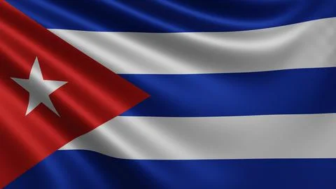 Render of the Cuba flag flutters in the wind close-up, the national flag of Cuba Stock Illustration
