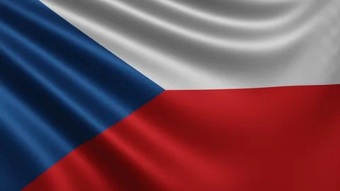 Render of the Czech flag flutters in the wind close-up, the national flag of Illustrazione stock