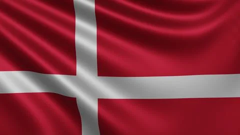 Render of the Denmark flag flutters in the wind close-up, the national flag of Stock Illustration