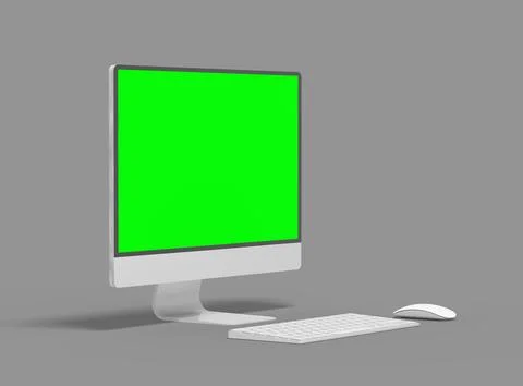 Render of a desktop with the green screen for UIUX Product Showcase Stock Illustration
