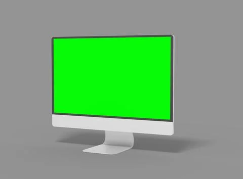 Render of a desktop with the green screen for UIUX Product Showcase Stock Illustration