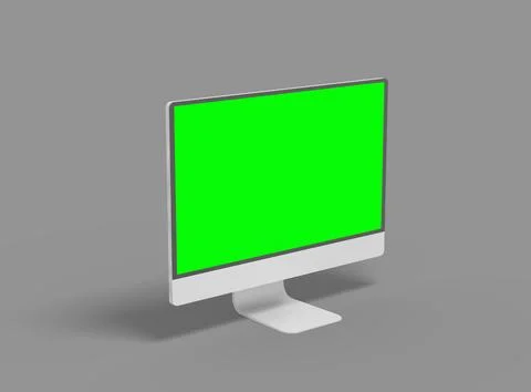 Render of a desktop with the green screen for UIUX Product Showcase Stock Illustration