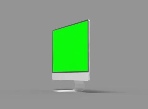 Render of a desktop with the green screen for UIUX Product Showcase Stock Illustration