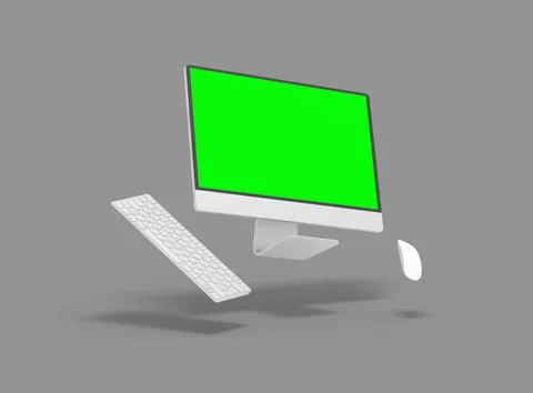 Render of a desktop with the green screen for UIUX Product Showcase Illustrazione stock