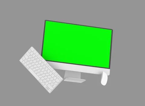 Render of a desktop with the green screen for UIUX Product Showcase Illustrazione stock