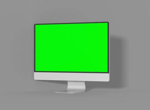 Render of a desktop with the green screen for UIUX Product Showcase Stock Illustration