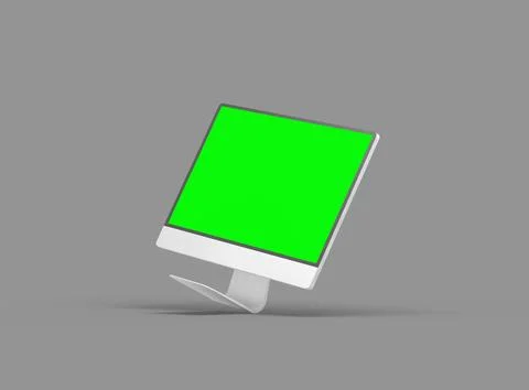 Render of a desktop with the green screen for UIUX Product Showcase Stock Illustration