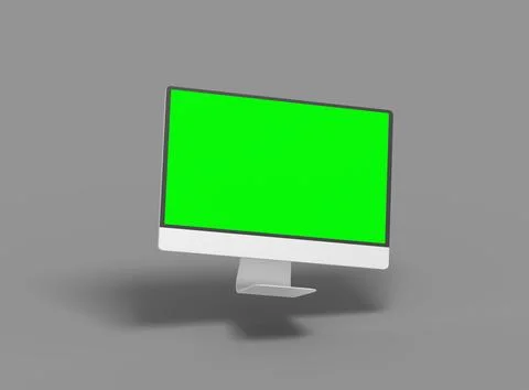 Render of a desktop with the green screen for UIUX Product Showcase Stock Illustration