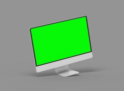 Render of a desktop with the green screen for UIUX Product Showcase Stock Illustration