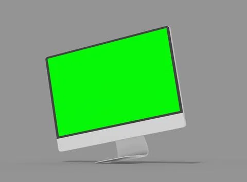 Render of a desktop with the green screen for UIUX Product Showcase Stock Illustration