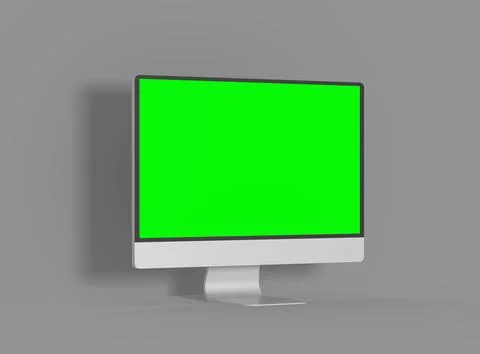 Render of a desktop with the green screen for UIUX Product Showcase Stock Illustration