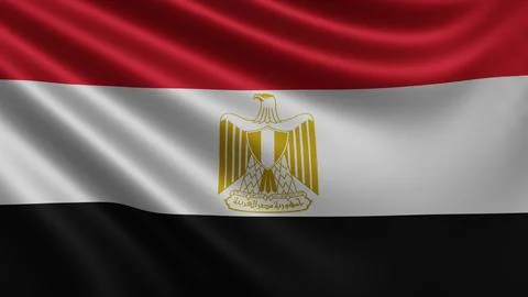 Render of the Egypt flag flutters in the wind close-up, the national flag of Stock Photos