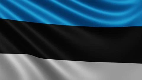 Render of the Estonia flag flutters in the wind close-up, the national flag of Stock Illustration
