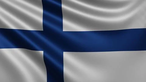 Render of the Finland flag flutters in the wind close-up, the national flag of Stock Illustration