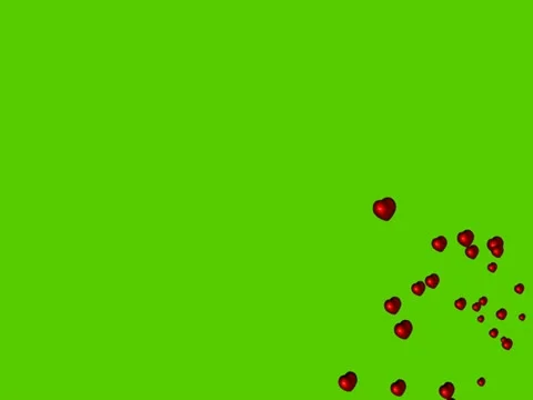 Render of floating hearts passing by on green screen Stock Footage 22200753
