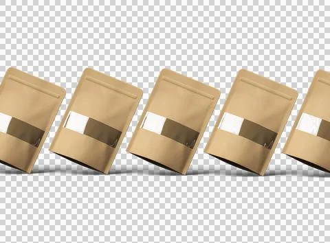 Render of generic paper doypack with the window hole on transparent background Stock Illustration