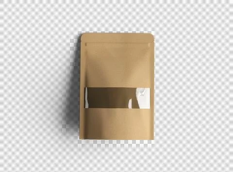 Render of generic paper doypack with the window hole on transparent background Stock Illustration