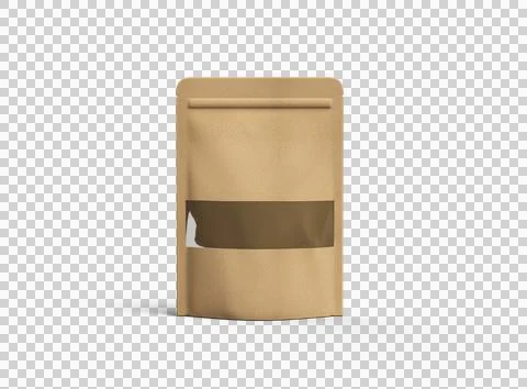 Render of generic paper doypack with the window hole on transparent background Stock Illustration