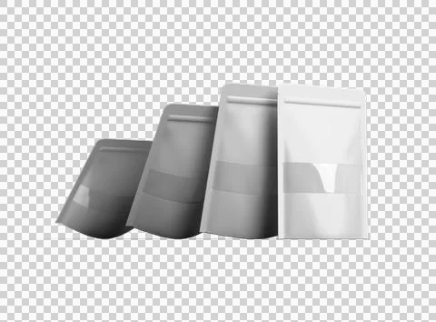 Render of generic paper doypack with the window hole on transparent background Stock Illustration