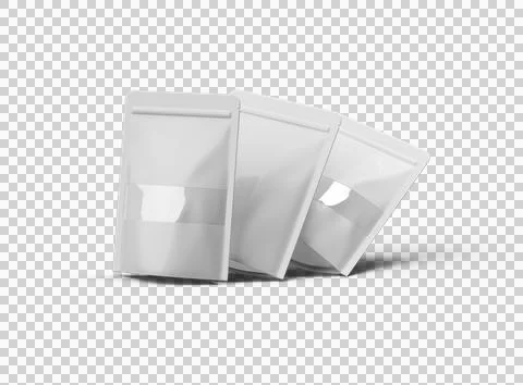 Render of generic paper doypack with the window hole on transparent background Stock Illustration