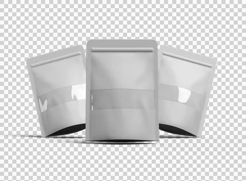 Render of generic paper doypack with the window hole on transparent background Stock Illustration