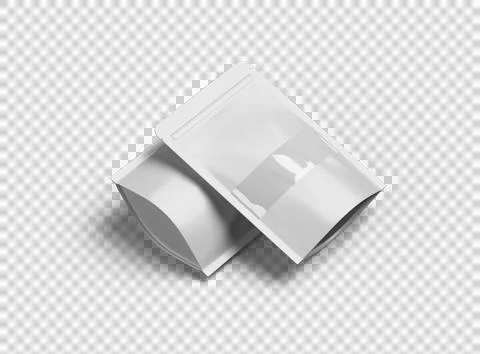 Render of generic paper doypack with the window hole on transparent background Stock Illustration