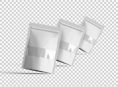 Render of generic paper doypack with the window hole on transparent background Stock Illustration